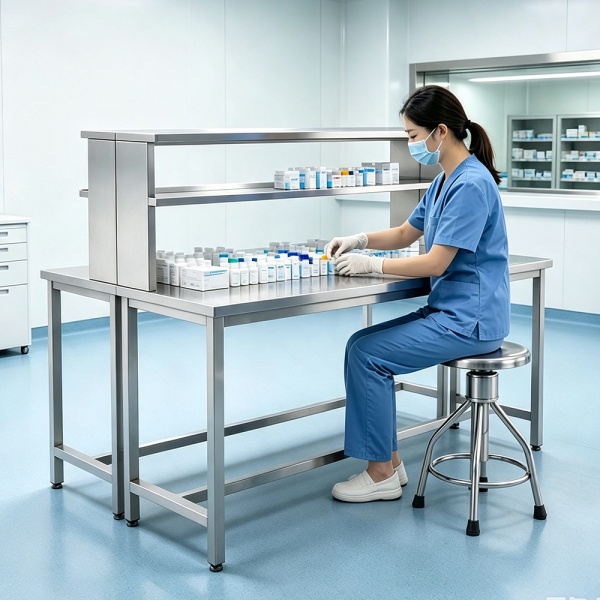 不锈钢双面工作台厂家 D15B 医用双面操作台 PIVAS CSSD 洁净工位